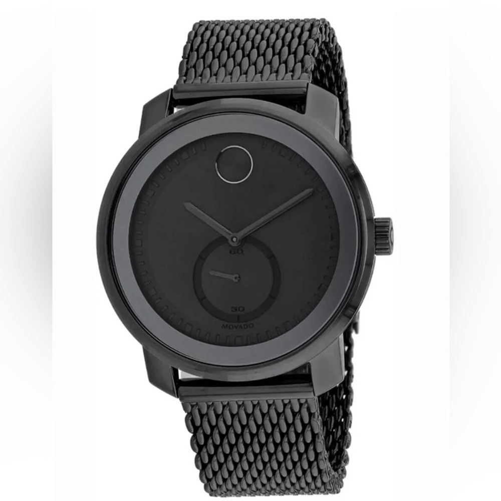 Movado All-Black Minimalist Mesh Bracelet Watch